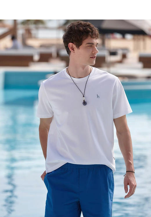 【4月2日 下午14:00 秒杀】哈狗 小logo 夏季男士纯色圆领T恤 商品图3