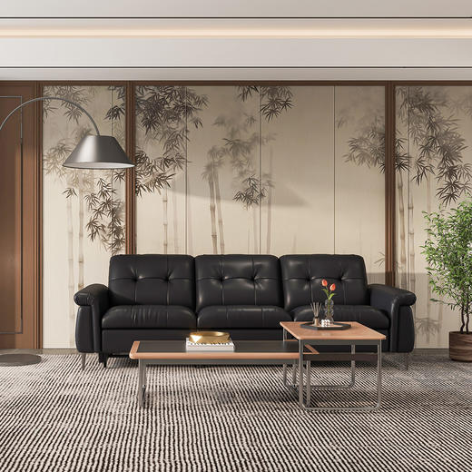 顾家家居整装 中古风 皮艺功能沙发 KZ.9059摩卡 商品图2