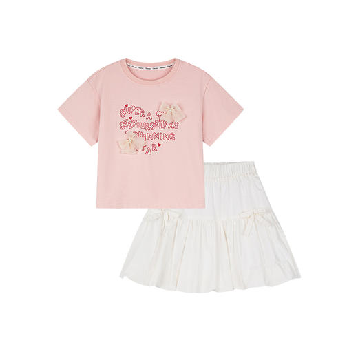 笛莎千与2025夏季新款女童芭蕾风蝴蝶结装饰花苞短裙套装 商品图4