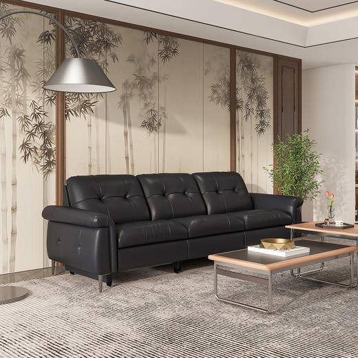 顾家家居整装 中古风 皮艺功能沙发 KZ.9059摩卡 商品图1