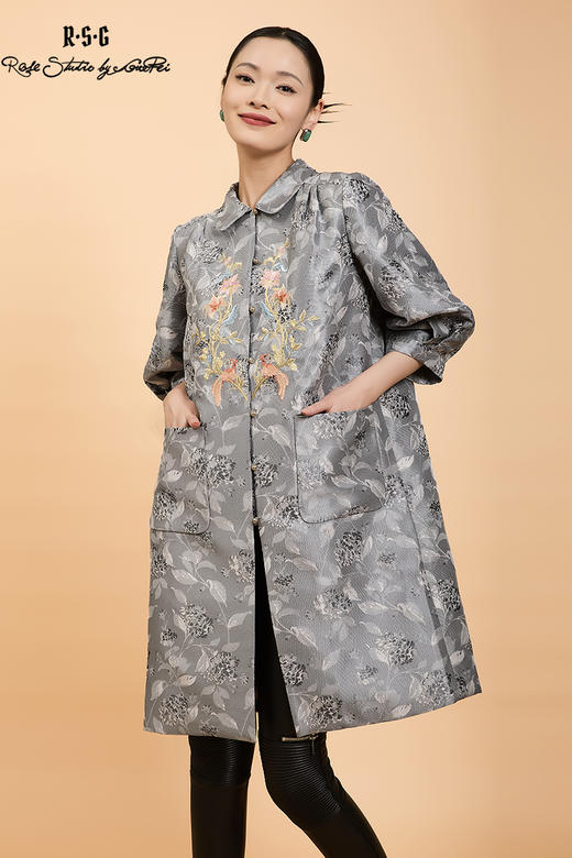 东方境X郭培联名系列：轻高定繁花刺绣风衣 商品图5