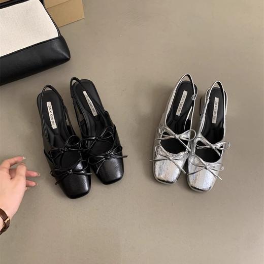 【小香风包头凉鞋】夏季外穿 法式女士气质粗跟仙女风银色后空单鞋女  商品图3