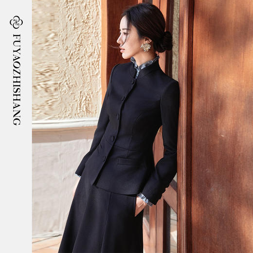 FUYAO扶摇 新中式黑色西装外套女高端正装2025春季新款中国风上衣 商品图1