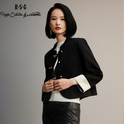 郭培成衣品牌“步步高升”金色竹节盘扣小香风中式外套 商品图3