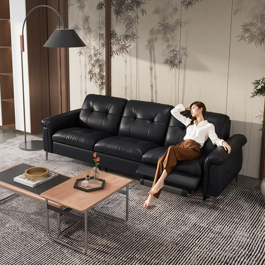 顾家家居整装 中古风 皮艺功能沙发 KZ.9059摩卡 商品图3