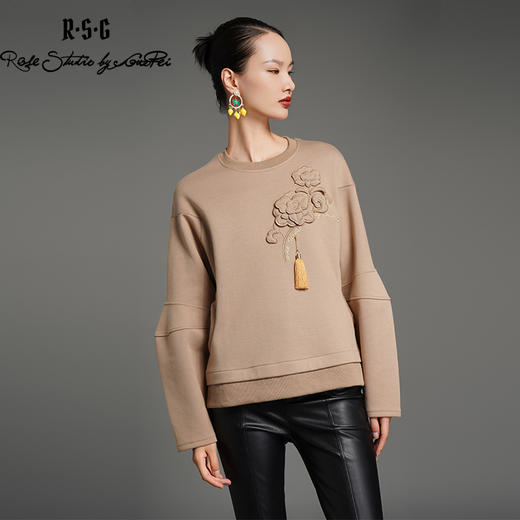 RSG郭培成衣品牌浮雕质感芙蓉花装饰设计感新中式卫衣 商品图1