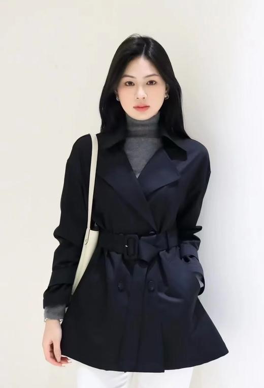 火桐hooton 露珠系列 丝羊毛双排扣腰带风衣ZB7050 商品图3