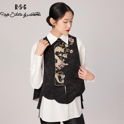 郭培成衣品牌精品系列中式玫瑰刺绣马甲 商品图4
