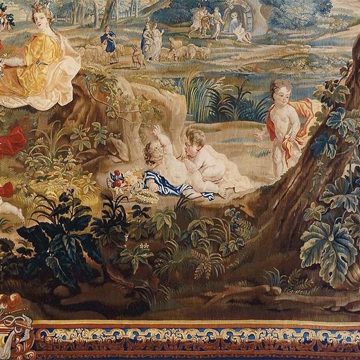 独角鹿西洋古董 18世纪初比利时法兰德斯地区织造名坊Hendrik II Reydams出品神话爱情主题手工编织大型羊毛挂毯 商品图1