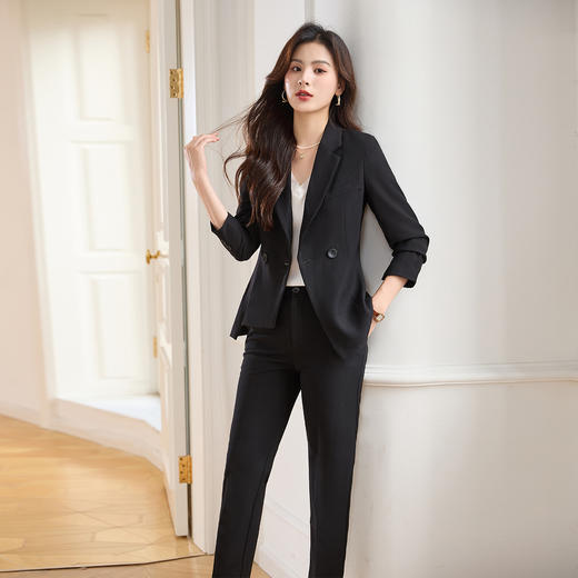 罗蒙女士西服套装修身显瘦时尚百搭职业商务通勤女套装舒适干练两件套 商品图3