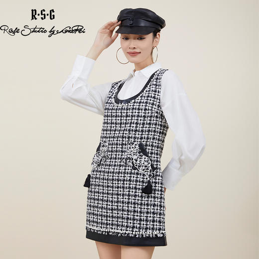 郭培成衣品牌芙蓉花刺绣钉珠装饰针织连衣裙 商品图4