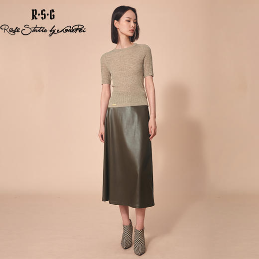 RSG郭培成衣品牌纯色高级感修身高腰皮质长裙百搭 商品图1
