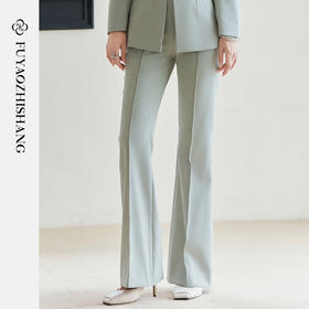 FUYAO扶摇 2025春款气质西装裤高级感绿色通勤职业裤子抗皱微喇裤