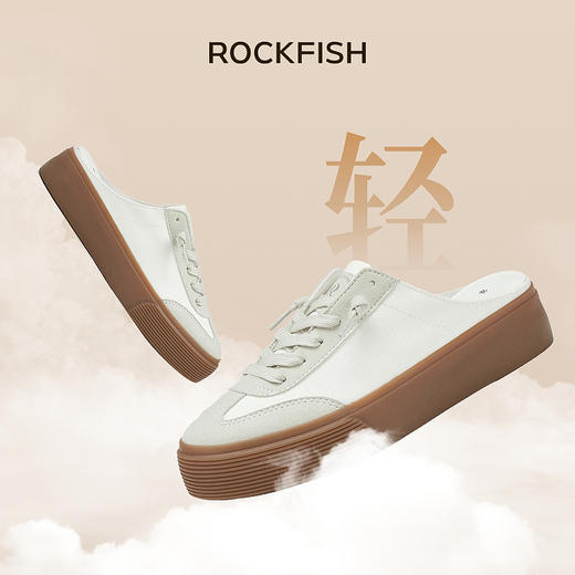 Rockfish【天赋一饼】英国901不怕湿包头半拖外穿厚底增高德训帆布鞋凉拖鞋 商品图1