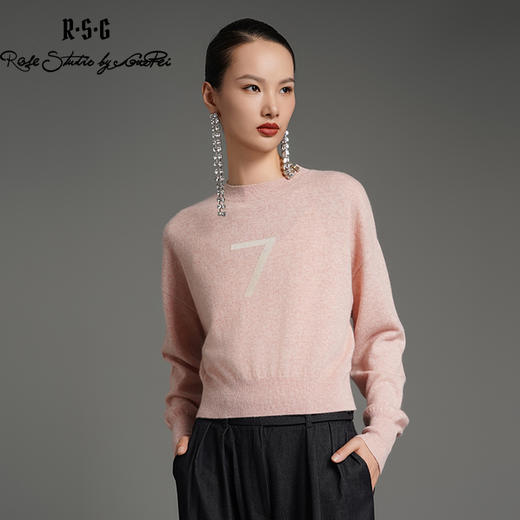 RSG郭培成衣品牌美拉德蝙蝠袖短款设计感7字休闲针织羊绒毛衣 商品图0