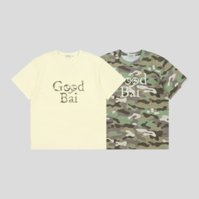 GOODBAI 表情logo撞色印花圆领oversize短袖T恤