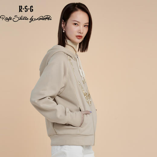 RSG郭培成衣品牌原创女款设计感连帽加绒卫衣刺绣上衣女装 商品图2