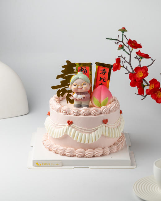 金色寿字祝寿蛋糕（百分百进口动物奶油） 商品图0