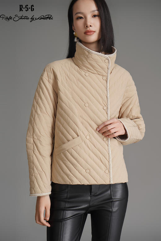 RSG郭培成衣品牌国风编织牙边新中式立领绗缝显瘦保暖羽绒短外套 商品图5