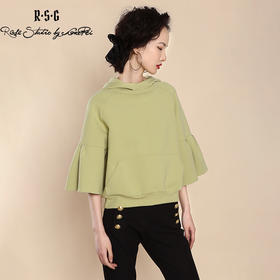RSG郭培成衣品牌芦苇绿女士连帽休闲半袖上衣卫衣连帽衫女装