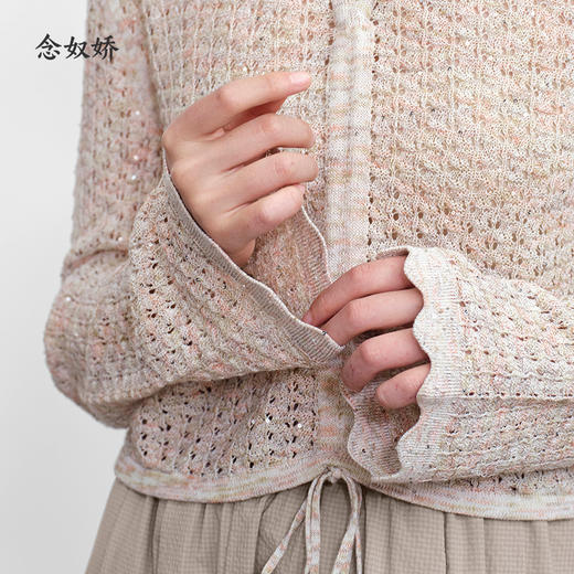 【商场同款】CNK5492 “亮片抽绳针织衫” 微喇袖花纱针织衫，自由造型 商品图1