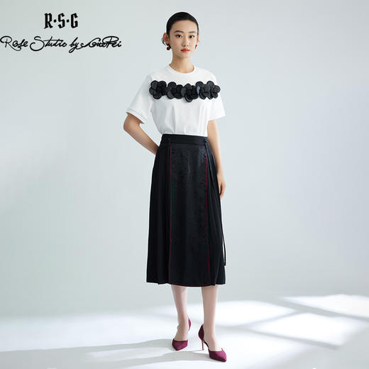 郭培成衣精品系列法式立体花朵短款T恤 商品图4