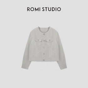 ROMI STUDIO100%棉苏特环保染料 水洗做旧椰子白牛仔外套23AWN360