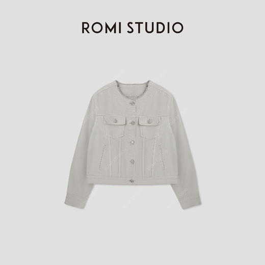 ROMI STUDIO100%棉苏特环保染料 水洗做旧椰子白牛仔外套23AWN360 商品图0