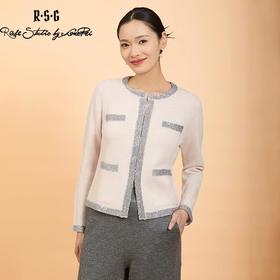 郭培成衣品牌精品系列千金风圆领亮片毛织开衫