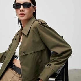 顺丰包邮21311洛诗琳2025春季新款时髦翻领短款夹克外套女325