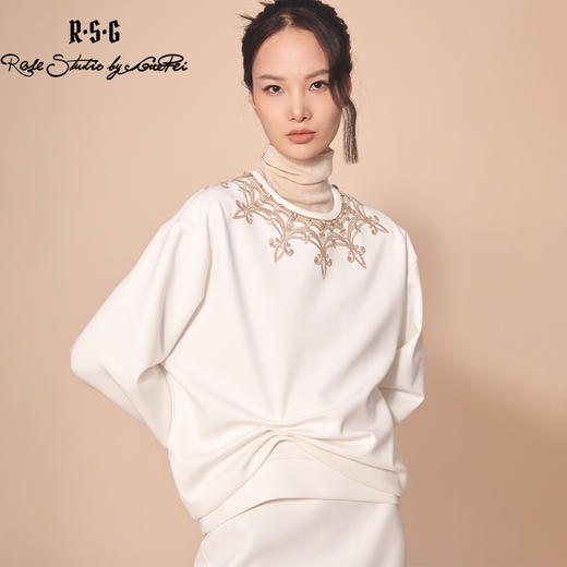RSG郭培成衣品牌原创高定建筑设计师钉珠刺绣长袖卫衣女装 商品图1
