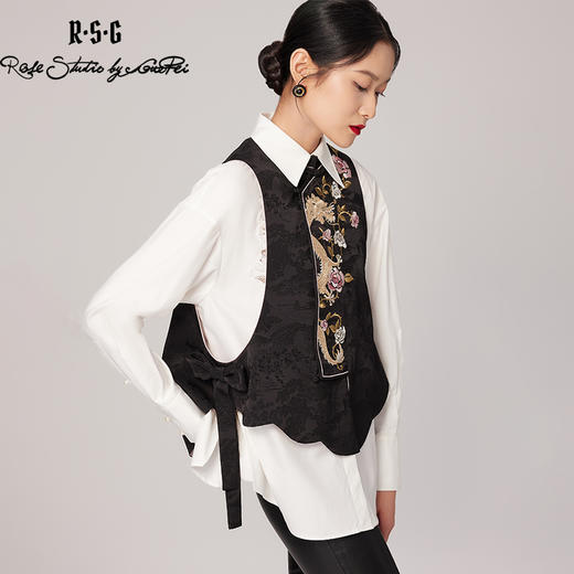 郭培成衣品牌精品系列中式玫瑰刺绣马甲 商品图1