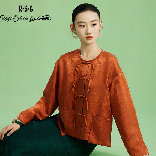 郭培成衣品牌精品系列新中式国风提花盘扣长袖上衣 商品图3