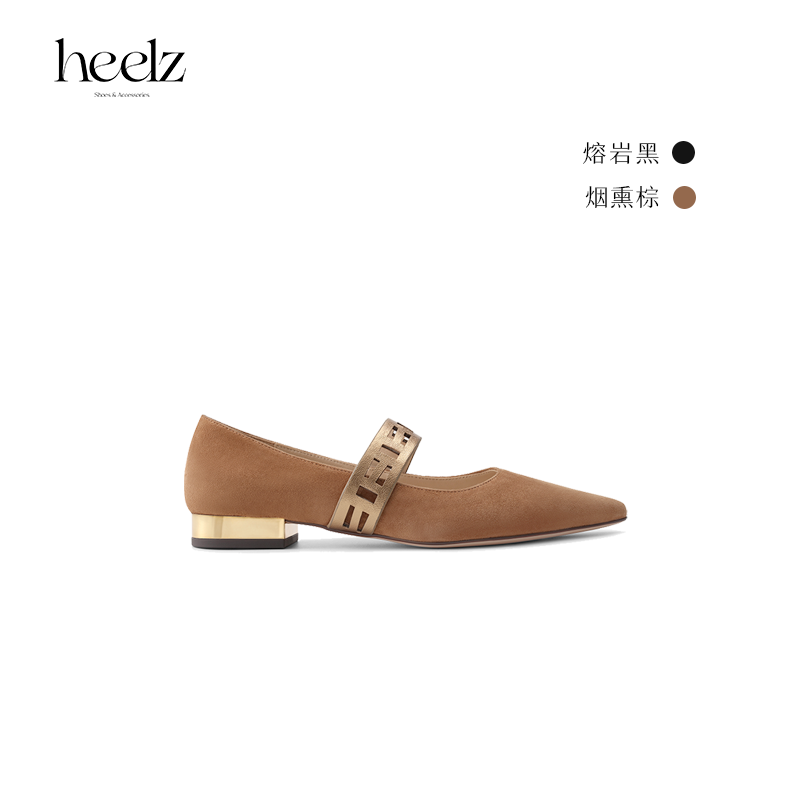 heelz设计师手工鞋履 ｜繁花系列几何条带尖头玛丽珍2公分