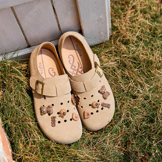 预售10天|Safiya/索菲娅2025一脚蹬可爱卡通外穿百搭休闲懒人平底勃肯鞋 SFD1112422 商品图0