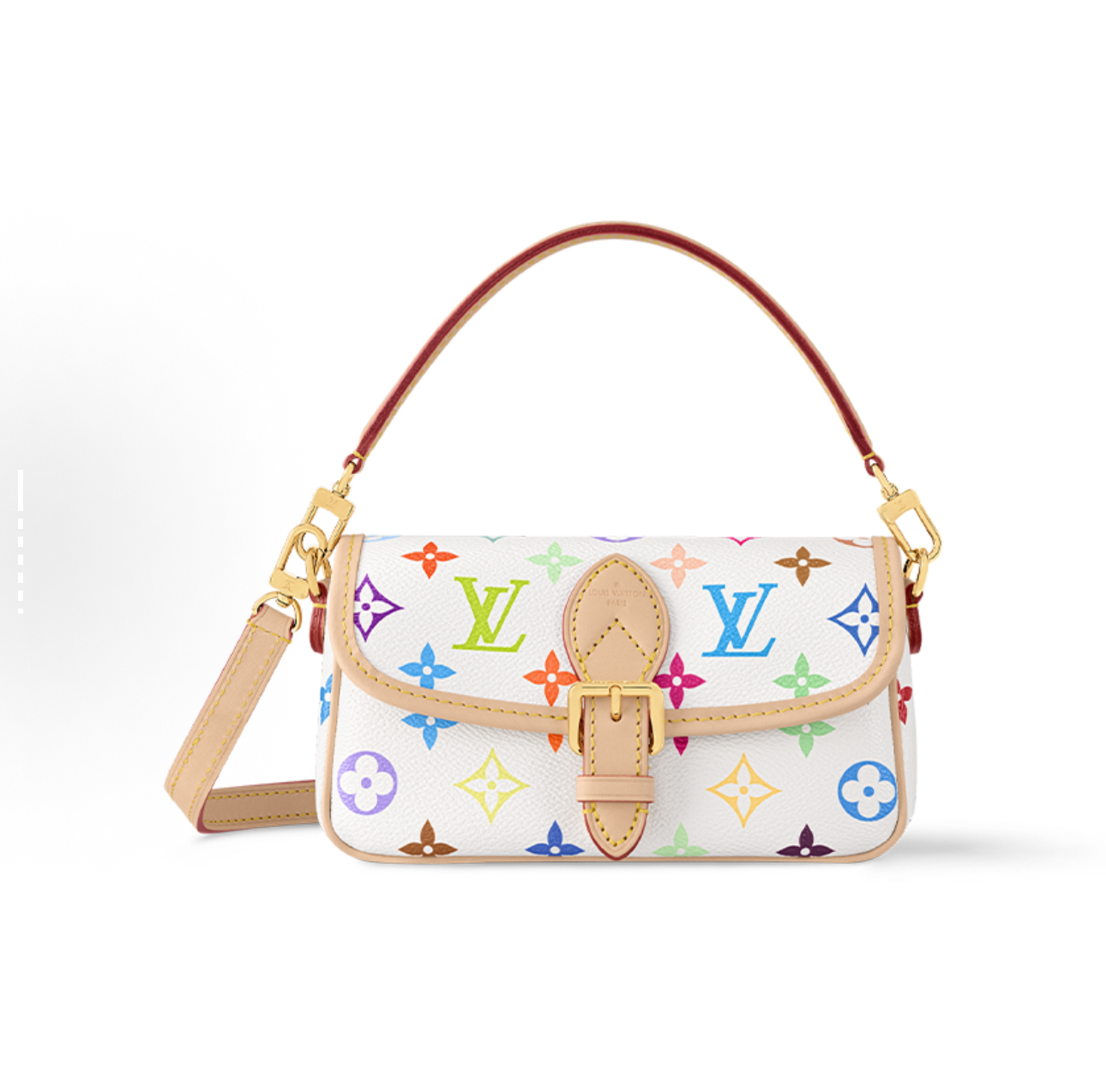 顶级免税版 VIP专柜体验 收到即官网同样 LV白三彩 村上隆联名款Nano Diane  超适合春夏的包包 三种颜色拼接得恰到好处，既不会太花哨，又不会太单调，简直就是时尚界的“神仙配色”！