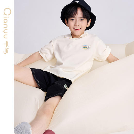 笛莎千与2025夏新款男童时尚运动男童翻领短袖T恤 商品图2