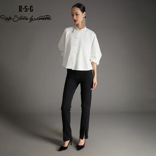 RSG2023甜美风新中式立领刺绣手工盘扣衬衫 商品图3