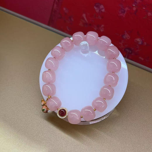 天然马粉老形珠粉水晶葫芦手链  JD 商品图0
