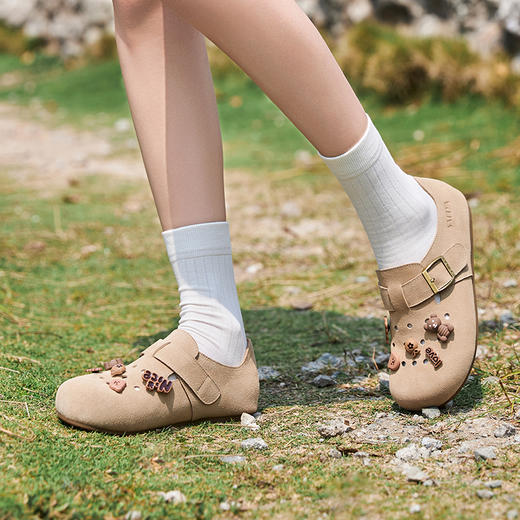 预售10天|Safiya/索菲娅2025一脚蹬可爱卡通外穿百搭休闲懒人平底勃肯鞋 SFD1112422 商品图2