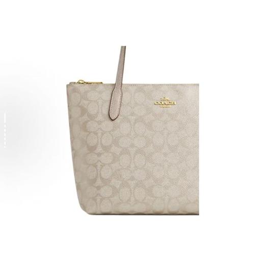 COACH蔻驰 Zip Top Tote 24 经典标志FIONA拉链开合 人造革 托特包Tote包购物袋手提单肩包 中号 男女同款情侣款 香槟色混合色 商品图1