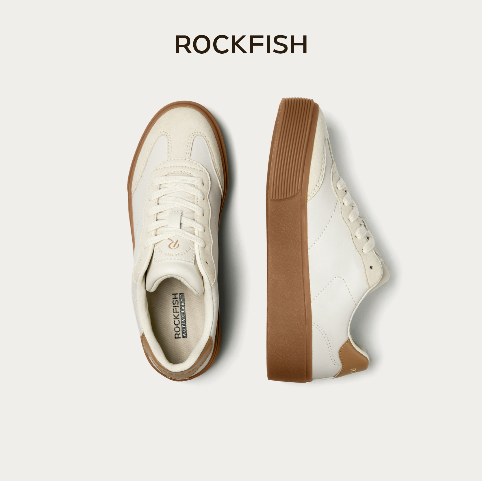 Rockfish 901厚底皮面复古德训鞋小众增高休闲板鞋