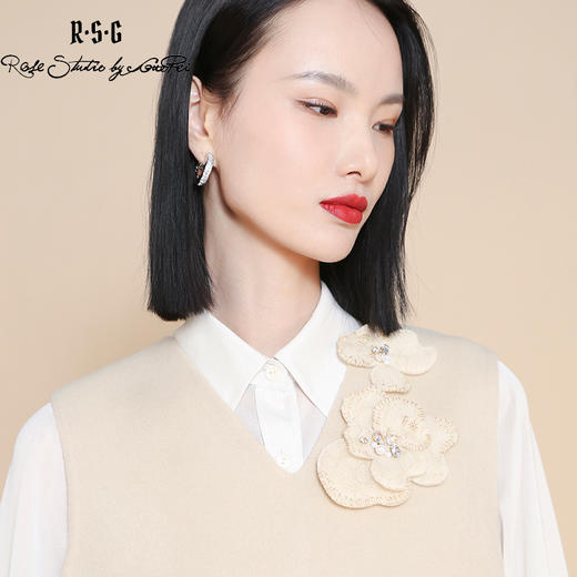 RSG郭培成衣品牌纯羊毛手工珍珠花朵流苏连衣裙A字裙 商品图4