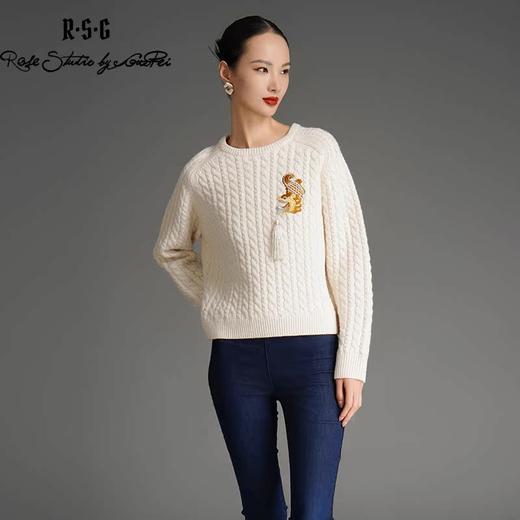 RSG郭培成衣品牌国风鸱吻刺绣设计感秋冬保暖百搭复古羊毛毛衣 商品图4