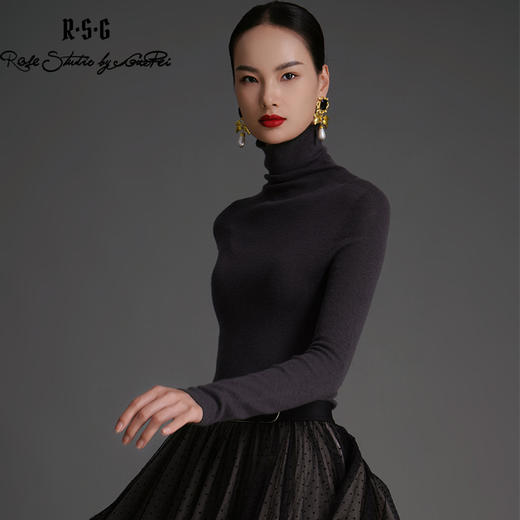 RSG郭培成衣品牌原创设计薄款羊绒高领高级感女士打底上衣 商品图0