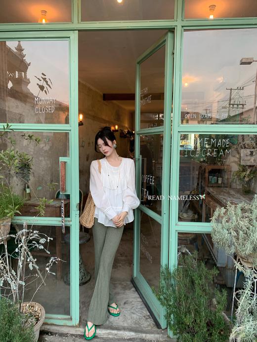 Read Nameless /100%天丝初恋衬衫+编织拉毛绿色喇叭裤 2025/4/3 商品图9