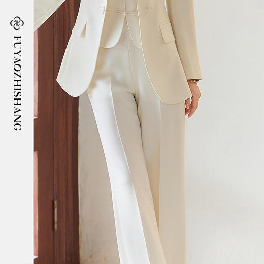 FUYAO扶摇 职业西装裤女2025春新款国风直筒裤奶油白显瘦正装西裤 商品图1