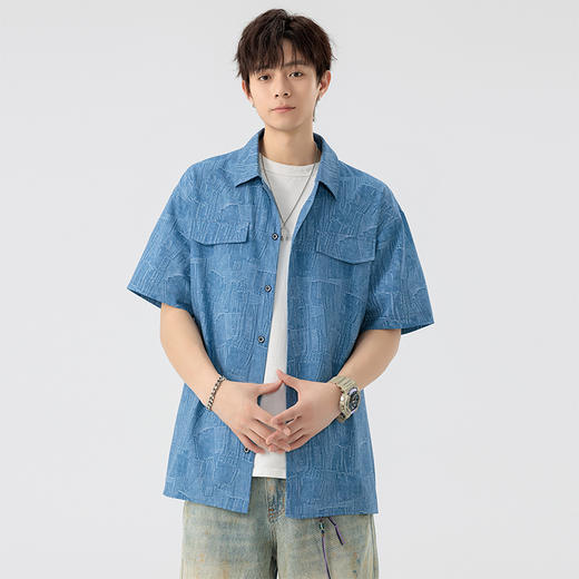 【DSL】大依优型大码翻领短袖衬衫夏季加肥加大肥佬休闲宽松透气弹力男装上衣潮款 商品图6