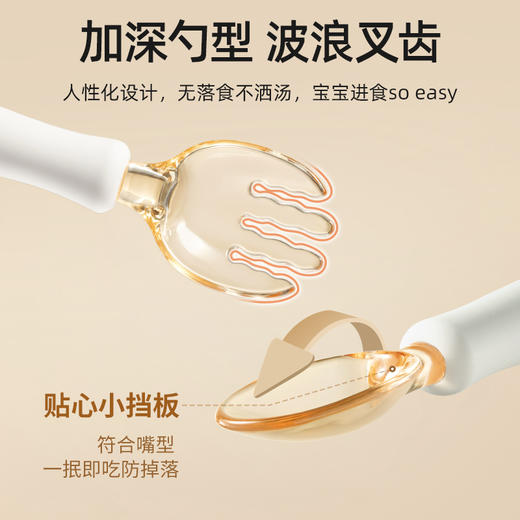 贝肽斯宝宝勺子学吃训练自主进食辅食勺弯曲婴儿吃饭叉勺餐具套装 商品图3