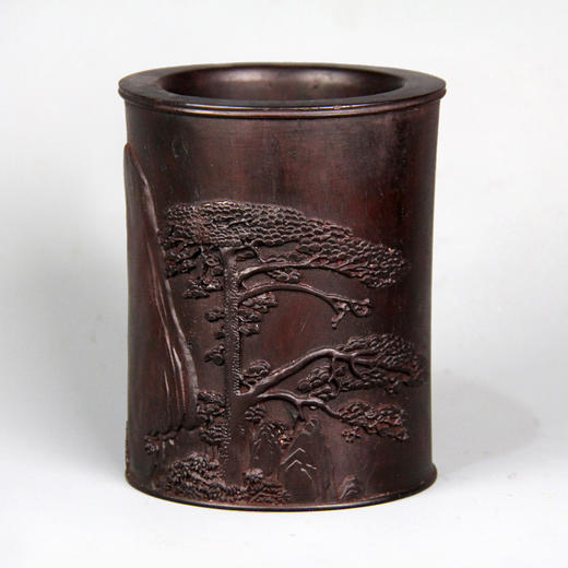 迎客松°黑檀小笔筒 商品图0